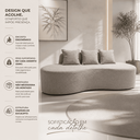 Ver imagem 4 de Sofá Tóquio Puff Orgânico Bouclé 200cm com 3 Almofadas Design Curvo Luxo para Sala e Recepção:Cinza