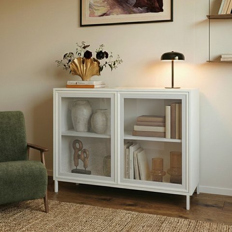 Balcão Aparador 2 Portas de Vidro 90cm Refresh Brv Móveis