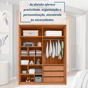 Ver imagem 7 de Guarda Roupa 4 Portas Reflecta 3 Gavetas 100% MDF Freijó New Reflex Yescasa Marrom
