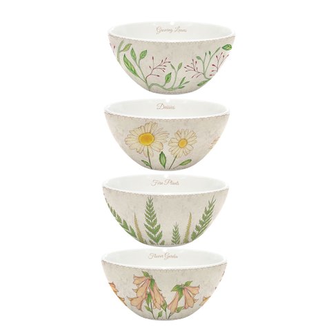 Conjunto 4 Bowl Tigela Cerâmica 550ml Lovely Garden