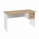 Ver imagem 2 de Mesa Escrivaninha Retangular 135cm x 60cm Tampo 30mm com Gaveteiro 2 Gavetas F5 Office Cor:Macadâ