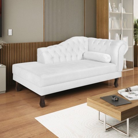 Diva Recamier Dora 185cm Lado Esquerdo Suede Branco