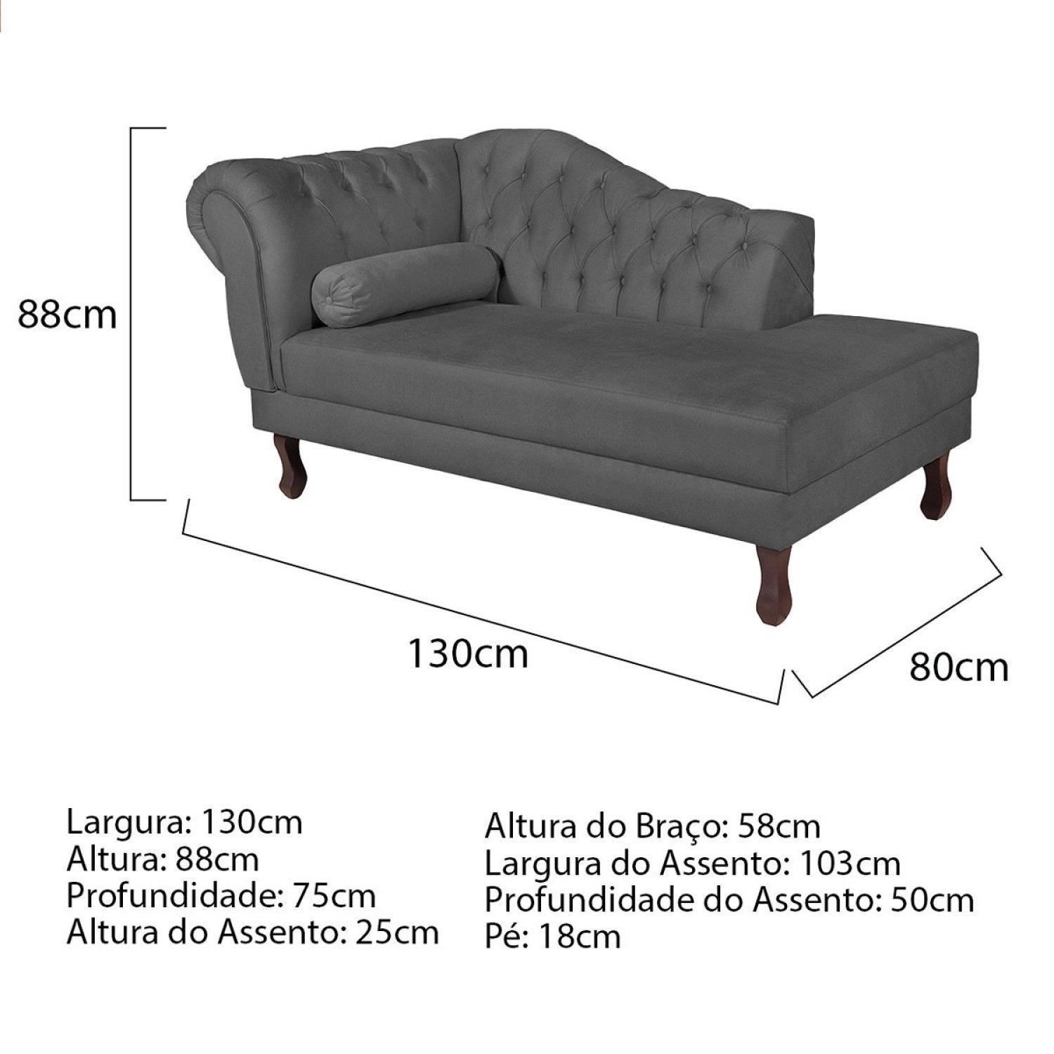 Diva Recamier Dora 130cm Lado Direito Linho - 3