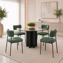 Ver imagem 1 de Kit 4 Cadeiras Sala de Jantar Lisa Pés Preto PU Verde m² - Monari Design