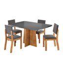 Ver imagem 2 de Conjunto de Mesa de Jantar 4 Lugares Retangular Aires Mel e Cinza