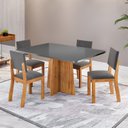 Ver imagem 1 de Conjunto de Mesa de Jantar 4 Lugares Retangular Aires Mel e Cinza