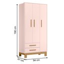 Ver imagem 2 de Conjunto Guarda Roupa e Cômoda Monet 4 Portas 6 Gavetas MDP 94cm Rosa Qmovi