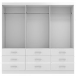 Guarda-Roupa Casal Bergamo 6 Portas 9 Gavetas Branco - Evidencia Móveis - 3
