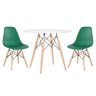 KIT - Mesa redonda Eames 90 cm branco + 2 cadeiras Eiffel DSW Verde escuro - 1