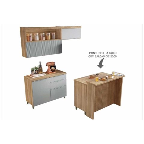 Armário de Cozinha Modulado Completa Marquesa Gourmet 5 Peças Nature/Verde - Nesher