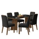 Ver imagem 2 de Conjunto Sala de Jantar Tampo de Vidro 6 Cadeiras Rustic/preto/oxford Amalfi Madesa