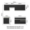 Ver imagem 4 de Armário de Cozinha Completa 240cm Branco/Preto Glamy Madesa 08