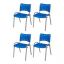 Ver imagem 1 de Cadeira Iso Base Cinza Escola, Escritório Azul - Kit 4 Un