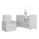 Ver imagem 2 de Quarto de Bebê com Poltrona Amamentação e Berço Americano 3x1 com Colchão Pimpolho Multimóveis 