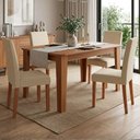 Ver imagem 2 de Mesa de Jantar 22133 Mdf com 4 Cadeiras Estofadas Linho Gengibre Molci
