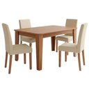 Ver imagem 1 de Mesa de Jantar 22133 Mdf com 4 Cadeiras Estofadas Linho Gengibre Molci