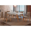 Ver imagem 1 de Conjunto: Mesa Sala Jantar Havana Curvo 180cm + 6 Cadeiras Dafne Naturale/off White - Suede