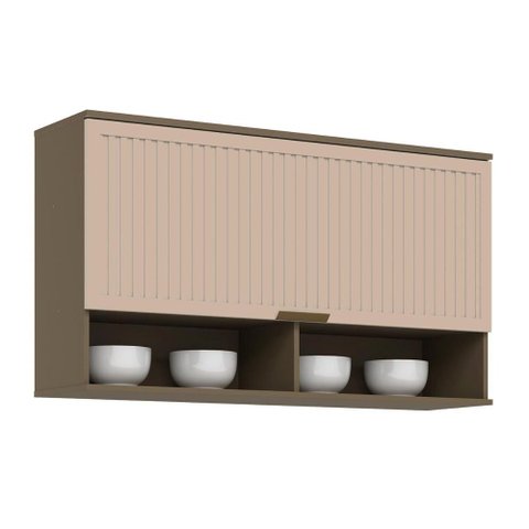 Módulo Cozinha Henn Connect Aéreo P/ C/ 1 Porta Basculante Ripada 120cm Duna/cristal-henn