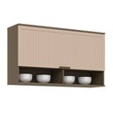 Ver imagem 1 de Módulo Cozinha Henn Connect Aéreo P/ C/ 1 Porta Basculante Ripada 120cm Duna/cristal-henn