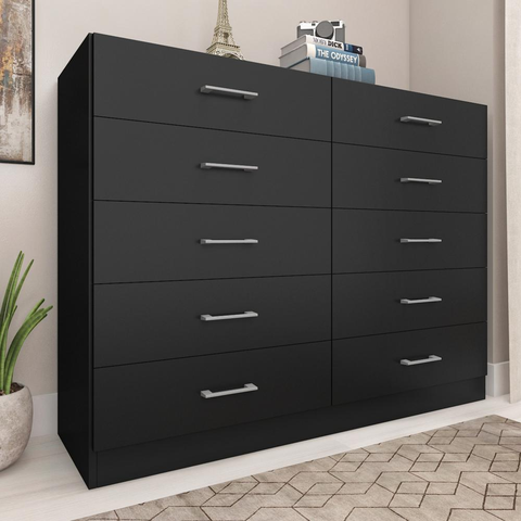 Cômoda Caribe 90cm 10 Gavetas Preto - Fellicci Móveis