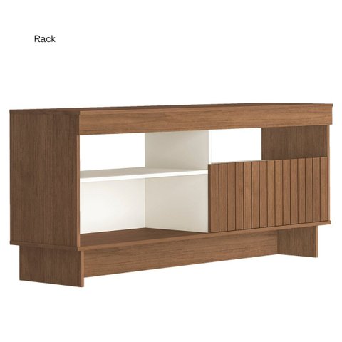 Sala de Estar City Rack 65'' Polegadas Mesa de Centro e Aparador Cinamomo/Off White