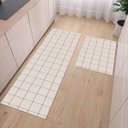 Ver imagem 1 de Tapete Jogo Cozinha 2 Peças Passadeira 1,30m X 0,45m Capacho 0,65m X 0,45m  Antiderrapante