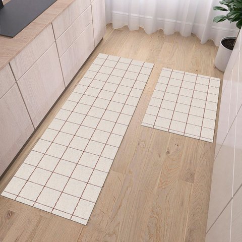 Tapete Jogo Cozinha 2 Peças Passadeira 1,30m X 0,45m Capacho 0,65m X 0,45m  Antiderrapante