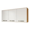 Ver imagem 1 de Armário Aéreo de Cozinha 120 Cm 3 Portas com Divisória Prateleira Multiuso Freijó/off-white