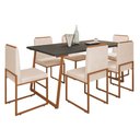 Ver imagem 3 de Conjunto Duas Cadeiras Sala Jantar Barcelona Base Bronze:bege