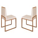 Ver imagem 1 de Conjunto Duas Cadeiras Sala Jantar Barcelona Base Bronze:bege
