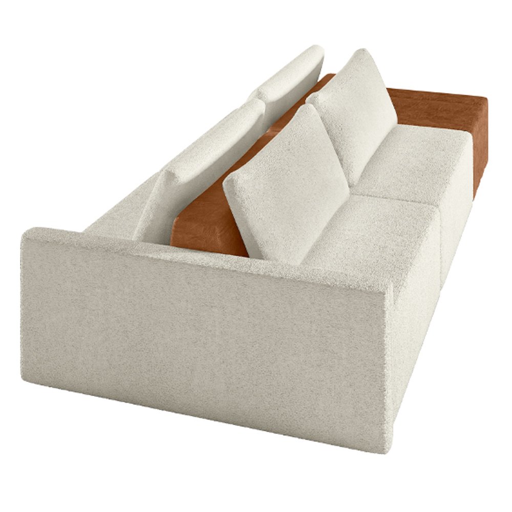 Sofá Ilha Modular Living com Puff 232cm Georgia K04 Bouclê Bege/caramelo - Mpozenato - 7