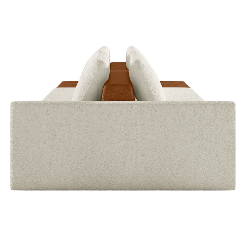 Sofá Ilha Modular Living com Puff 232cm Georgia K04 Bouclê Bege/caramelo - Mpozenato - 5