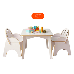 Kit Mesinha Infantil com 2 Cadeiras Encosto de Apoio para Atividades Didática Refeição Educativa Mdf - 8