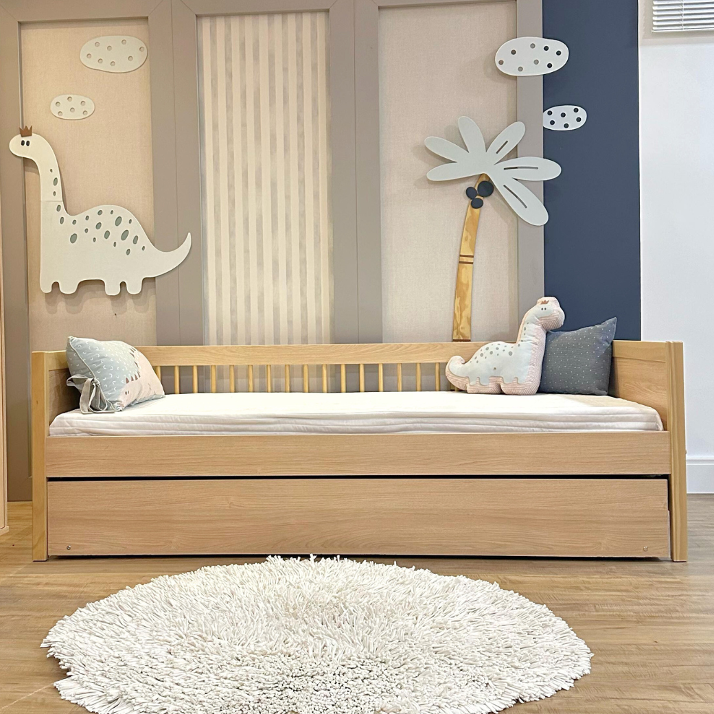 Bicama Solteiro Infantil com Palinha Natural Linha Paglia Quater Carvalho Malva - 3