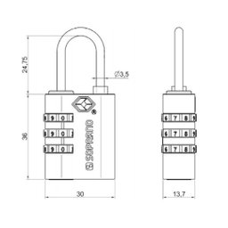 CADEADO SOPRANO TSA SEGREDO CA Z30 - 5