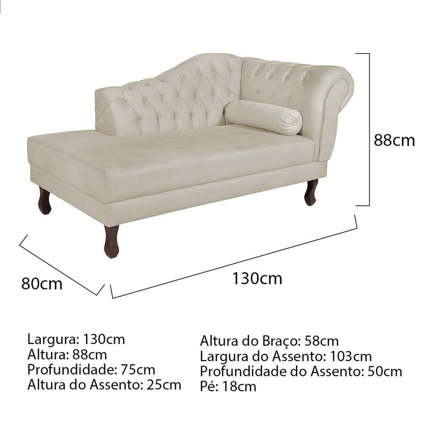 Diva Recamier Dora 130cm Lado Esquerdo Linho - 3