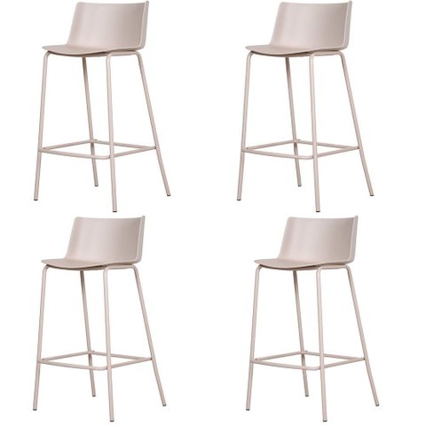 Kit 4 Banquetas Ipanema Média Fratini 86,50 cm (altura) em Polipropileno Base em Aço Nude