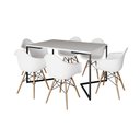 Ver imagem 2 de Mesa Jantar Industrial Branca Retangular 137x90cm Base V Ferro Preto com 6 Poltronas Eames Eiffel Br