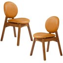 Ver imagem 1 de Kit 02 Cadeiras para Sala de Jantar Cozinha Estofada Rattan Ibis L02 Couríssimo Whisky - Lyam Decor