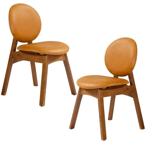 Kit 02 Cadeiras para Sala de Jantar Cozinha Estofada Rattan Ibis L02 Couríssimo Whisky - Lyam Decor