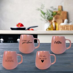 Jogo 4 Caneca Bojuda 260ml Porcelana Fosca para Cappuccino - Rosa - 7
