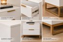 Ver imagem 6 de Mesa de Cabeceira Industrial Dourada 2 Gavetas Moderna Quart Fosco Branco