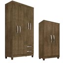 Ver imagem 1 de Guarda Roupa Solteiro Modena 4 Portas com Armário Multiuso Recife Malbec – Incorplac