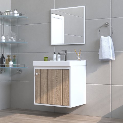 Gabinete Banheiro Em Mdf 40cm com Pia Cuba - Veneto