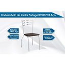 Ver imagem 2 de Conjunto: Mesa de Cozinha Elba Tampo Madeirado C/ Vidro 120cm e 6 Cadeiras Portugal Cromada/off