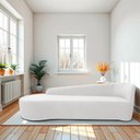 Ver imagem 1 de Recamier Curvo Orgânico 180cm 3 Lugares Lado Esquerdo para Sala de Estar Bouclé Paris Branco