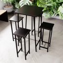 Ver imagem 1 de Conjunto Mesa Bar Bistrô Preta Alta Industrial Black 4 Bancos Don Castro Decor