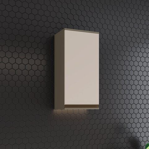Armário Aéreo 1 Porta 40cm 100% MDF Aurora Cinza/Duna/Cristal