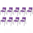 Ver imagem 1 de Cadeira Iso Base Cinza Escola, Escritório Violeta Kit 9 Un