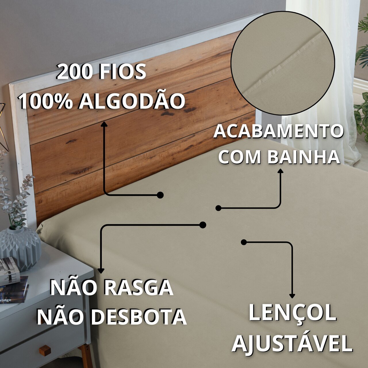 Roupa de Cama Solteiro Percal 200 Fios 100% Algodão Santista Lençol de Cima sem Elástico:avela - 6